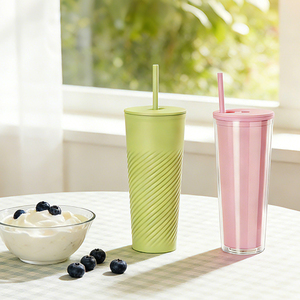 EVERSHINE Gobelet en plastique personnalisé avec logo, bouteille d'eau portable pour <span class=keywords><strong>camping</strong></span> et été, avec paille, double paroi, finition mate - Product Image 5