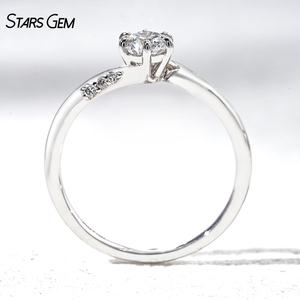 Anillo de Diamante de Laboratorio, Oro Blanco de 18k, 0.5CT, Corte Brillante Redondo, Anillo Solitario, Anillos de Compromiso - Product Image 4