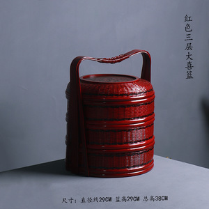 <b>Bamboo</b> Woven Basket Round Multi Layer Food Storage <b>Container</b> Kitchen Use Standing Type Handicrafts Chinese Style - Product Image 5