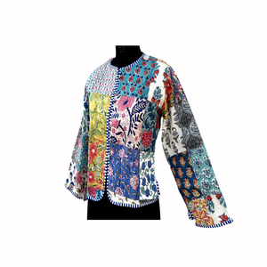 Chaqueta de Forro Polar de Algodón Reversible y Transpirable con Estampado Étnico Bohemio para Mujer, Chaqueta Corta de Invierno con Estampado Floral, Precio al por Mayor - Product Image 3