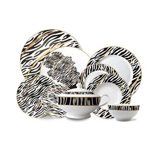 Juego de vajilla de porcelana francesa de Oriente Medio, juego de vajilla negra con borde dorado de cerámica - Product Image 6