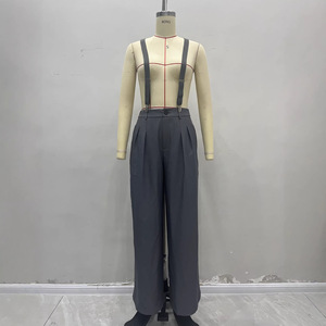 Completo da donna primaverile stile europeo-americano, vintage, a gamba larga, vestibilità ampia, con tasca a spalla regolabile e staccabile, per tutti i giorni - Product Image 5