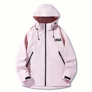Unisex Hooded Windproof Jacket Solid Color Casual Autumn Wear Zipper Front Logo Regular Fit 100% Polyester Woven Material - Product Image 1