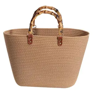 Wholesale Products Woman Bag Factory Custom High Quality Designer Tote Basket Braided Beach Straw Bag Women's Striped Handbag