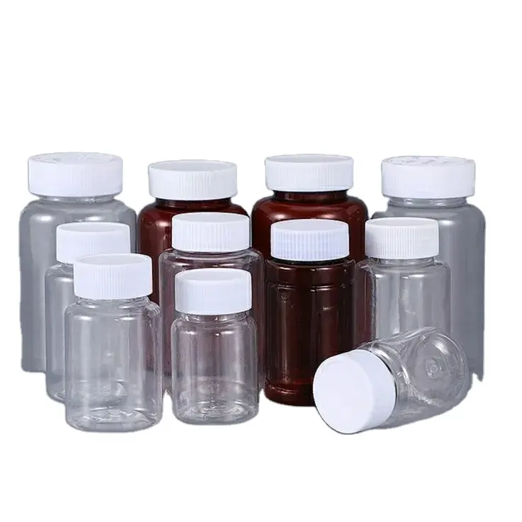 Stock d'usine 15ml 20ml 30ml 40ml 50ml 80ml Bouteille de médecine PET transparente Bouteille de réactif chimique avec bouchon