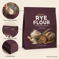 Sacs de farine de seigle imprimés sur mesure, sachets refermables de qualité alimentaire, emballage pour grains de seigle pour boulangerie et levain, vente en gros
