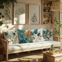 Housses de coussin décoratives Kongyu Home Textiles, motif floral feuille d'or vert sarcelle, pour salon, canapé, chaise