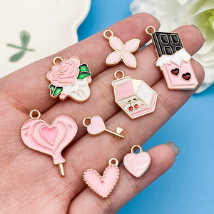 Dijes de Corazón de Amor Dulce de Esmalte de la Serie <span class=keywords><strong>Rosa</strong></span> al por Mayor para Hacer Pulseras, Collares y Pendientes - Product Image 4