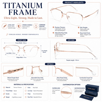 Monturas de Gafas de Titanio de Media Montura Readsun, Diseño Rectangular Moderno y Ligero, Monturas Ópticas Unisex para Adultos