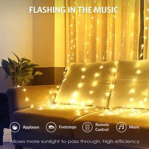 Guirlande lumineuse rideau à lumière 300 LED, 220V AC, 8 modes d'éclairage, avec musique dansante, éclairage de vacances, pour chambre à coucher - Product Image 4