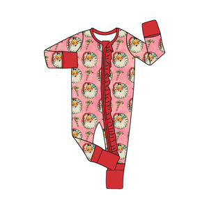 Hot Bán Trẻ Sơ Sinh Giáng Sinh Romper Tùy Chỉnh Ruffles Thiết Kế Bé Cô Gái Mùa Đông Gấp Tay Và Chân Dài Tay Áo Dây Kéo Đáng Yêu Ngủ - Product Image 3