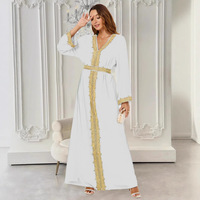 Robe longue arabe élégante pour femmes du Moyen-Orient et européennes Abaya modeste Robe de Dubai pour tenue de voyage saoudienne