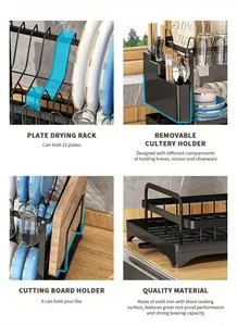 Égouttoir de comptoir pliable multifonctionnel pour vaisselle et bols, avec égouttoir intégré, idéal pour la cuisine (vente en gros) - Product Image 2