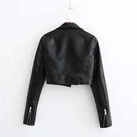 2021 nouveauté veste en cuir PU noir personnalisé pour les femmes solide motif bouton hiver support court pour la moto en plein air