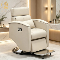 Chaise de Barbier Moderne Chuque pour Salon de Beauté, Appuie-tête Réglable, Cuir Gris, Luxe, Électrique, Pliable pour Coiffure et Styling