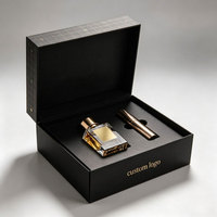 Caja Magnética Negra Reciclable Personalizada con Inserto de Espuma y Logotipo Dorado para Empaque de Perfume Premium