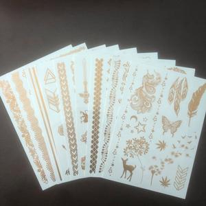 9 hojas de <span class=keywords><strong>pulsera</strong></span> de cadena <span class=keywords><strong>para</strong></span> <span class=keywords><strong>mujer</strong></span>, joyería, manga de brazo, mano, <span class=keywords><strong>muñeca</strong></span>, Mandala, diseños Mehndi, lámina metálica, oro, tatuaje temporal, pegatina - Product Image 1