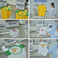 DISEN, alta velocidad, automático, 2 cabezas, múltiples agujas, ropa, camiseta, sombrero, máquina de bordado plano para ordenador, computarizado
