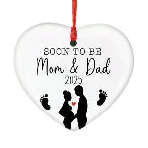 Colgante de cerámica en forma de corazón Decoración navideña Colgante de una pieza personalizado - Product Image 5