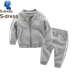 Drop Shipping Casual Sweat Suits Kleidung Jogger Babies Winter Reiß verschluss Mantel Sport Zweiteiliges Set Kinder Sport kleidung Baumwoll pyjama