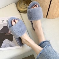Chaussons d'hiver chauds en fourrure pour intérieur et extérieur, confortables, à semelle souple, pour femmes et hommes, pantoufles douces à bout ouvert pour la maison
