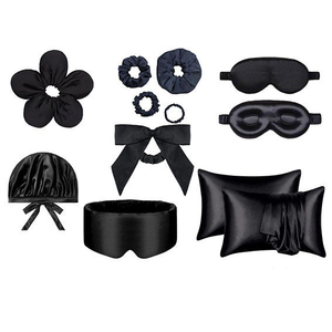 Set de regalo de seda de morera satinada para dormir: Funda de almohada, antifaz, almohada, decoración para el cabello y coleteros - Product Image 2