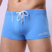 Maillot de bain pour homme à séchage rapide, coupe classique, en Spandex/Nylon, avec cordon de serrage à la taille, motif uni, pour la course et les activités aquatiques