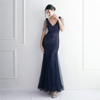 Nouvelle belle robe de soirée col en V profond à paillettes à la mode élégante robe de bal de luxe robes de soirée pour femmes
