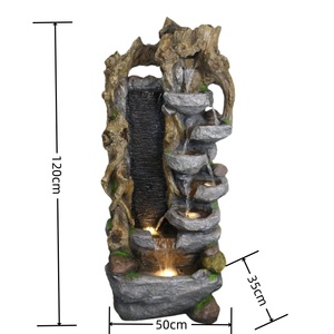 Grande fontaine de cascade en <span class=keywords><strong>pierre</strong></span> de polyrésine artificielle rougeoyante décoration extérieure de <span class=keywords><strong>jardin</strong></span> <span class=keywords><strong>avec</strong></span> le style moderne de LED - Product Image 2