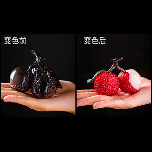 Ornement décoratif pour service à thé, figurine de théière en forme de litchi simulé, changeant de couleur - Product Image 3