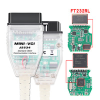 Mini VCI V18.00.008 FT232RL RQ Techstream J2534 para diagnóstico de vehículos Toyota