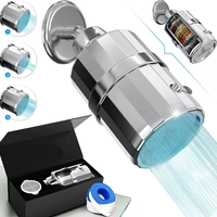 Pommeau de Douche Filtrant Haute Pression Deluxe 15 Étapes pour Eau Dure avec Vitamines C et E pour Éliminer le Chlore et les Impuretés