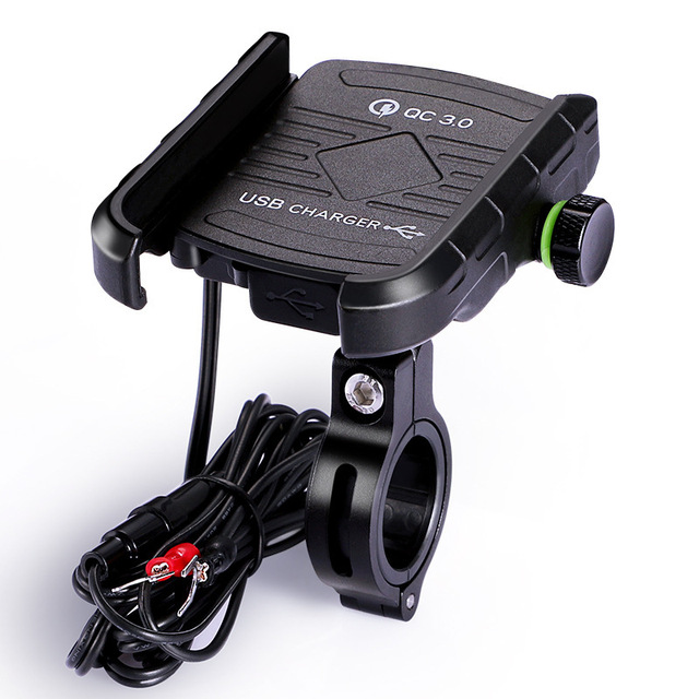 Motorcycle Phone Holder with USB Charger QC3.0 Fast Charging Waterproof Aluminum Alloy Handlebar Mount Navigation Bracket