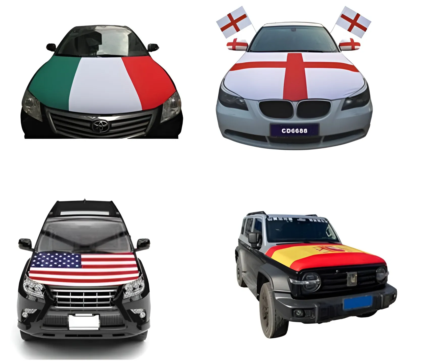 नई कस्टम प्रिंट राष्ट्रीय देश के फ्लैग कार इंजन डाकू कवर झंडा सजावटी झंडे के लिए सेट कार