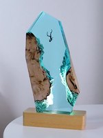 Haute Qualité Creative Époxy Cylindre Résine Lampe Cadeaux Personnalisé Embedment Résine Trophée