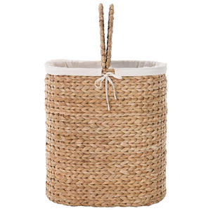 Panier à linge pliable en jacinthe d'eau tressé à la main, écologique, avec couvercle, pour le rangement des vêtements dans la salle de bain - Product Image 1