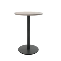 Table haute ronde contemporaine en bois avec structure en aluminium – Écologique, durable, facile à nettoyer pour la maison, les bars, les centres commerciaux et les hôtels