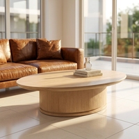Table basse de salon haut de gamme, artisanale, en bois massif, ronde, pour le coin du canapé