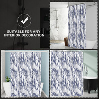 Tapis de salle de bain et ensemble de contour en mousse à mémoire de forme imprimée, motif marbre, décoration, fourniture de marque privée, rideau de douche OEM
