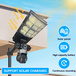 Kamera CCTV Keamanan Lampu Jalan Tenaga Surya Wifi Outdoor Tahan Air CMOS 6MP 180W Panel Lampu 3 Lensa V380 Pro Kartu Sim 4G - Product Image 2