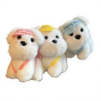 Peluche chiot de dessin animé, pendentif de sac, peluche pour machine à attraper, vente en gros, porte-clés chien en peluche avec casquette de baseball