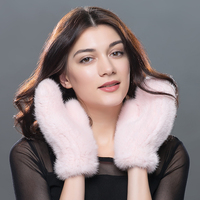 Guantes de piel de visón de invierno, mitones de punto, guantes de piel de visón Real para mujer, mitones de piel de visón tejidos de invierno, dedos cubiertos