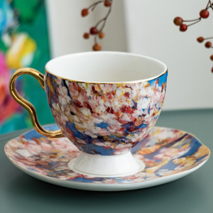 Juego de Té y Café de Cerámica Royal Albert, Juego de Tazas de Té con Flores, Taza y Platillo de Porcelana con Borde Dorado, Iniciales Románticas - Product Image 1