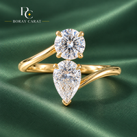 Bague de fiançailles en or 14K/18K avec diamant de laboratoire certifié IGI, taille poire ronde, pureté VVS