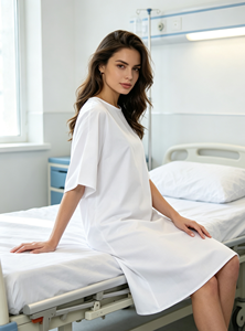 Camice Ospedaliero Monocolore OEM di Fabbrica, Design con Bottoni Posteriori per Uso Medico - Product Image 5