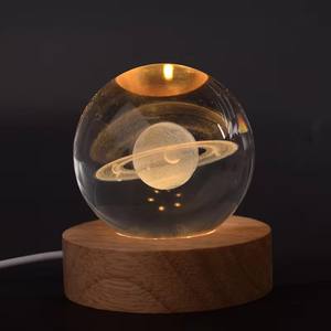 <span class=keywords><strong>Lampe</strong></span> <span class=keywords><strong>de</strong></span> <span class=keywords><strong>chevet</strong></span> créative en cristal 3D, visualisation visuelle du système solaire, Saturne, nébuleuse, lune, USB, lumière ambiante RVB colorée, cadeau - Product Image 1