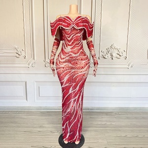 Váy dạ hội nữ bán chạy mùa hè 2025, kiểu dáng thanh lịch, sang trọng, đính pha lê lấp lánh, gợi cảm, dài chấm đất, thích hợp cho các bữa tiệc và club. - Product Image 1