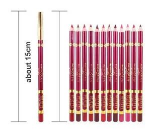 Тонкий водонепроницаемый красный матовый кремово-красное 12 видов цветов оптовая продажа с контурным карандашом для губ кисточка, которая помогает равномерно наносить блеск