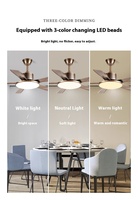 Ventilateur de plafond moderne 42 pouces en fer avec lampe LED haute vitesse, télécommande, 5 pales métalliques, 220V, pour salon, salle à manger, maison, avec lumière