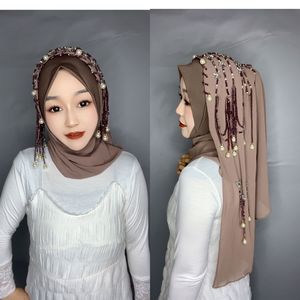Zifeng新2025ファッションイスラム教徒中東手作りタルトレットパールシフォンヒジャーブ - Product Image 6